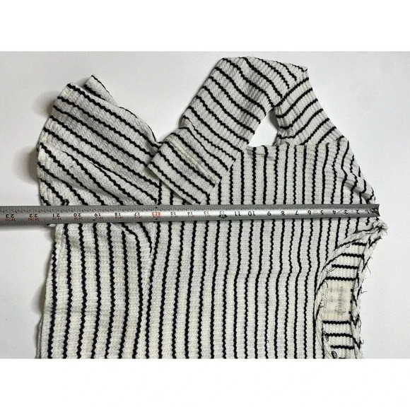 Free People WE THE FREE Thermal Striped Peplum Black White Top Size Small - Picture 4 of 6